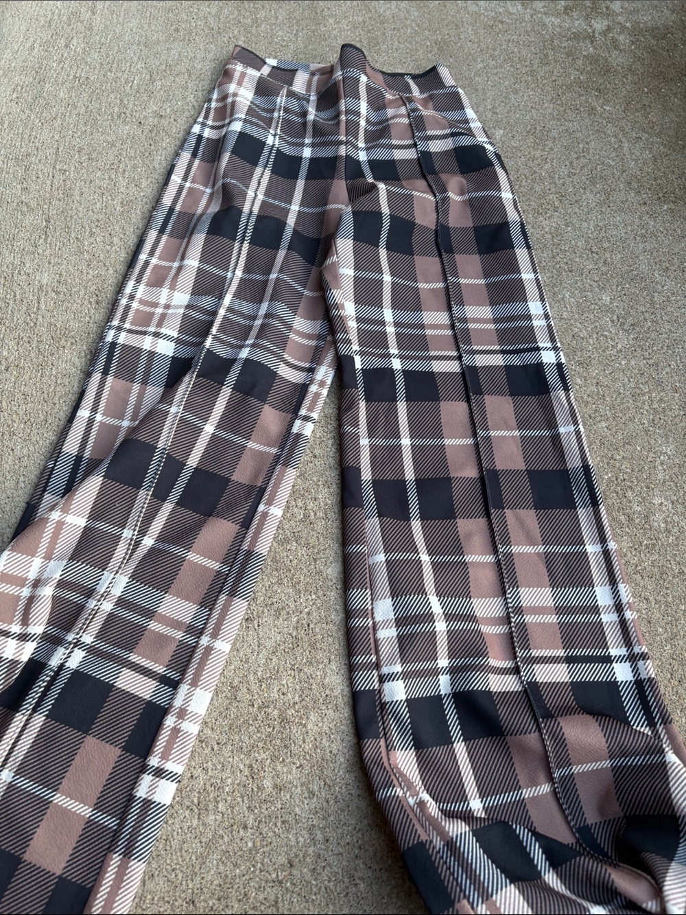 Fashion Nova Brown Black Plaid Wide-Leg Pants